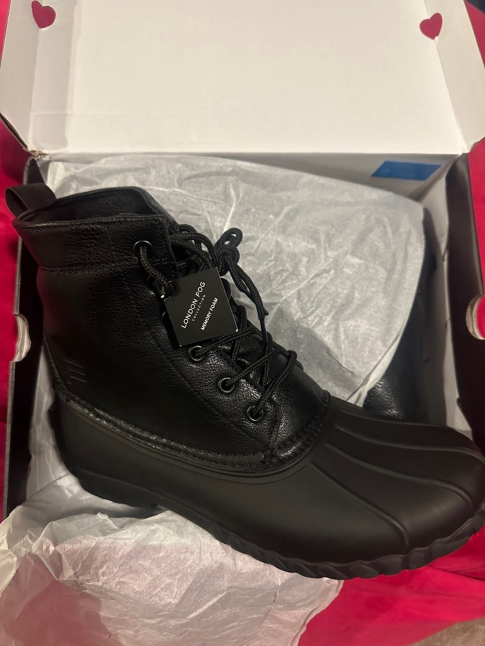 London Fog men’s Black Waterproof Lace-Up Boots sz 9.5